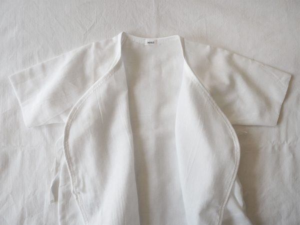 Baby kimono onesie handmade in Japan - MAKIE - Gauze Hadagi - White
