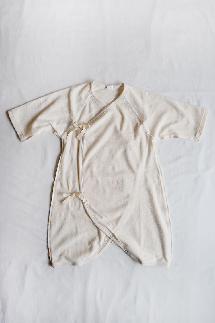 Baby kimono onesie for 6 month old by Makie "Pile Hadagi 6m" in ivory