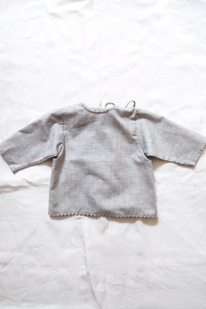 Makie: Luxurious Cotton Wrap Blouse - Gray. Top.