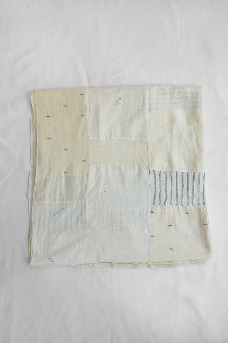 Maku Textiles, Helena Patchwork Shawl - Off White - Makie. Top