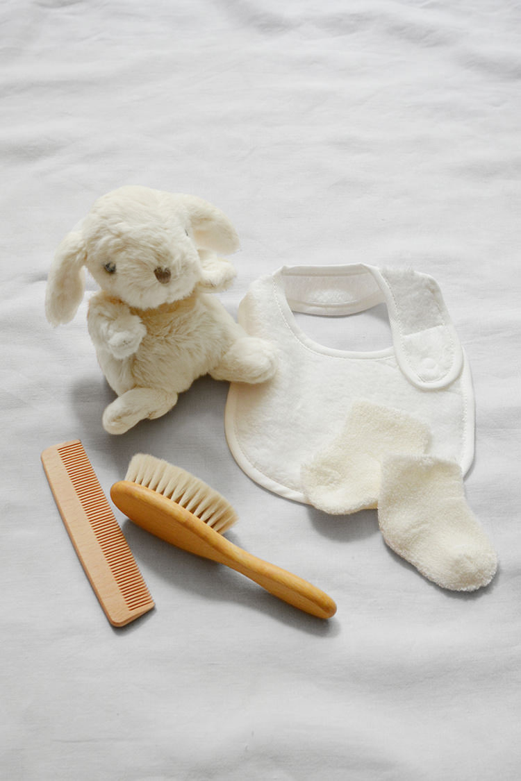 Baby Set - Bunny and Baby Hair Brush, Cream