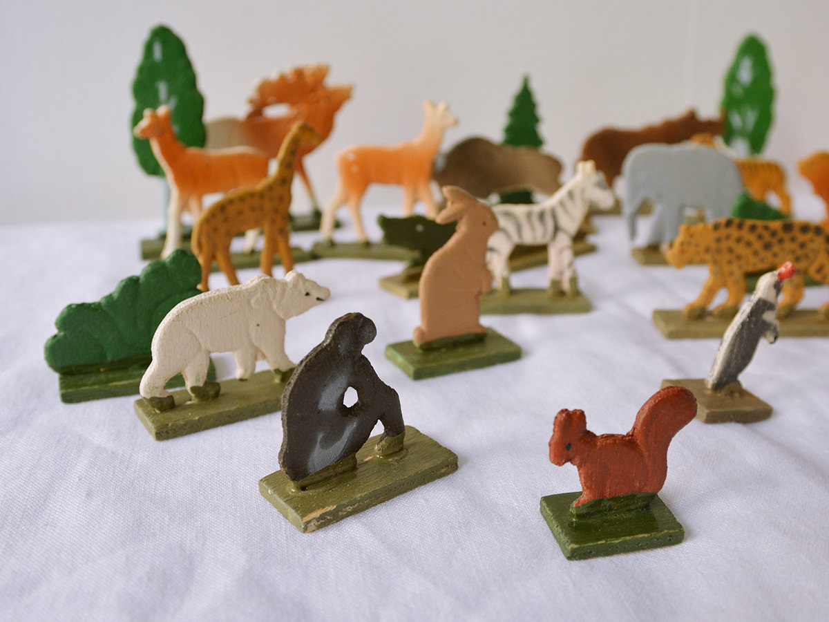 Vintage shop wooden animals