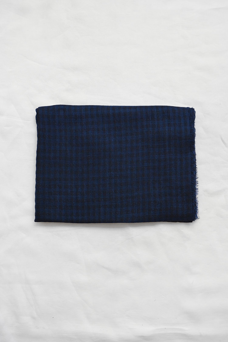 Alonpi, Cashmere Silk Stole Balzac - Navy Check. Main