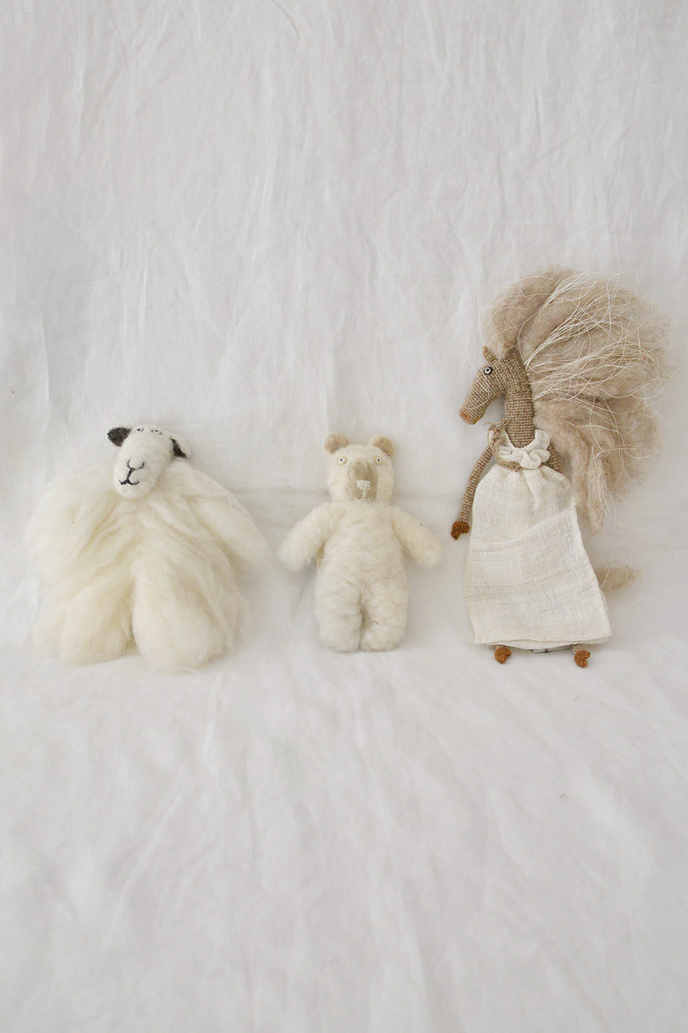 Sophie Digard Stuffed Animals: Sheep, White Bear and Horse - Makie. Main.