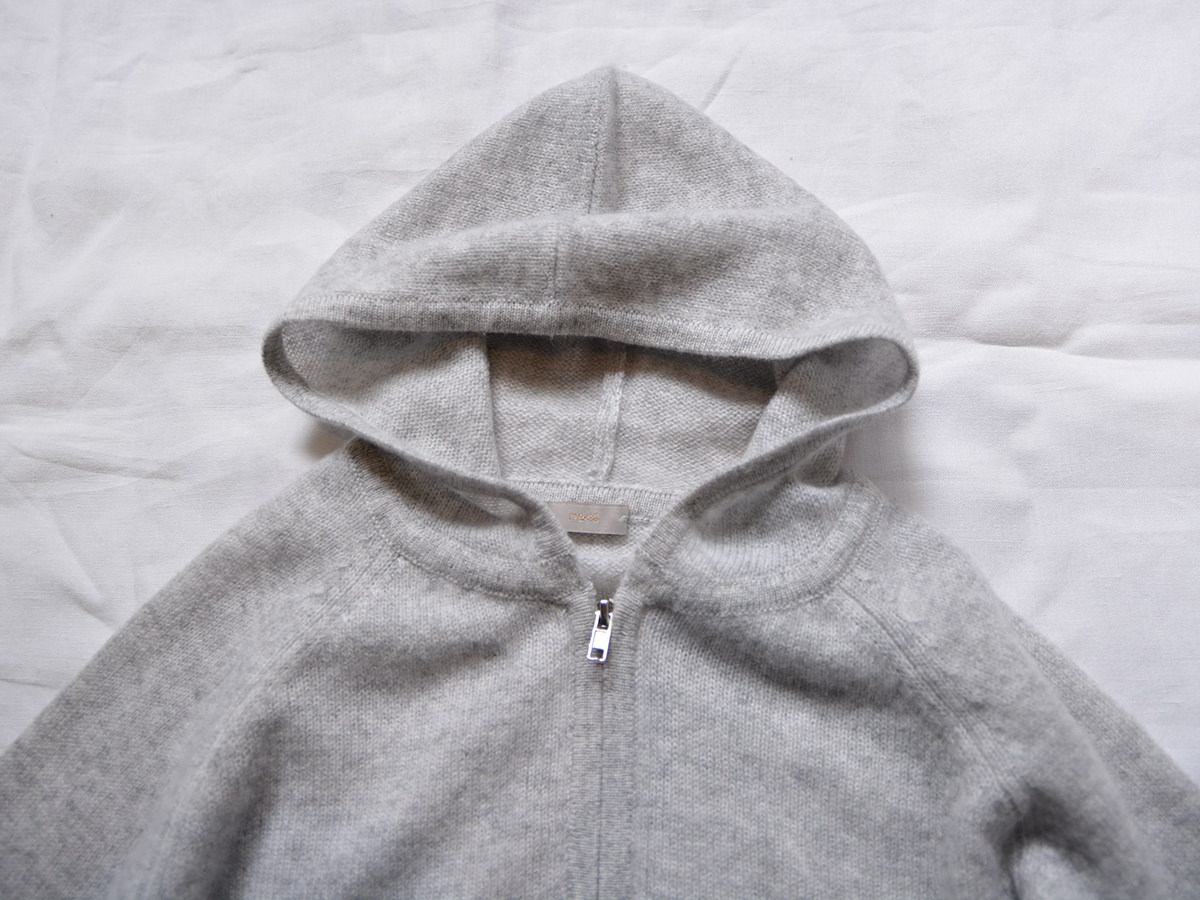 Cashmere Zip Up Hoodie - Gray - MAKIE