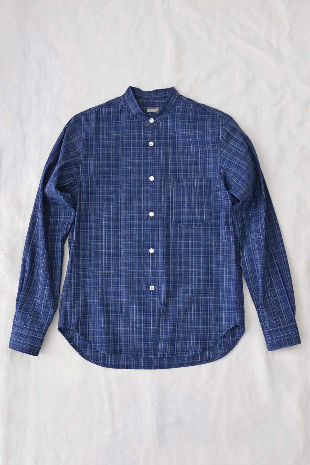 Stand Collar Shirt Gray Check Top Picture