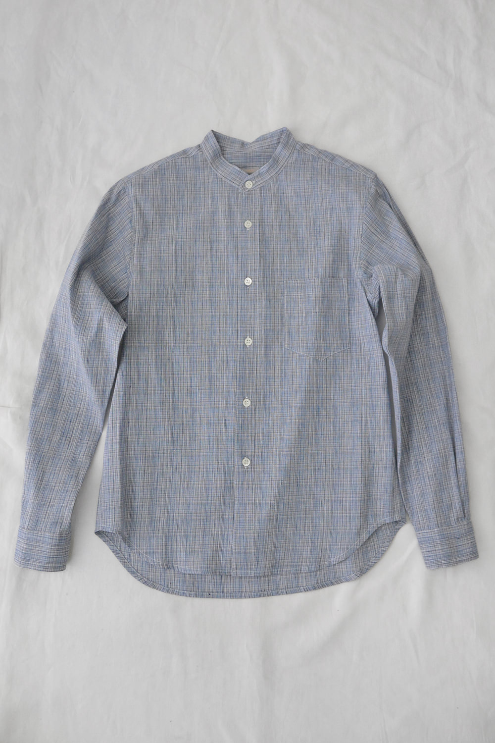 Stand Collar Shirt Gray Check Top Picture