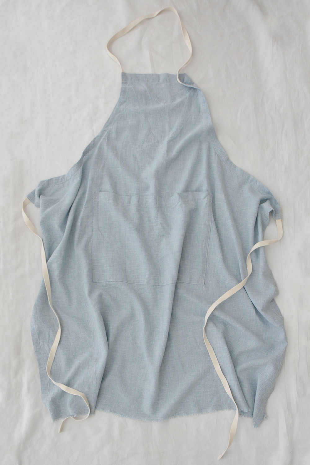 Makie Linen Cotton Apron in Blue Gingham Check. Main