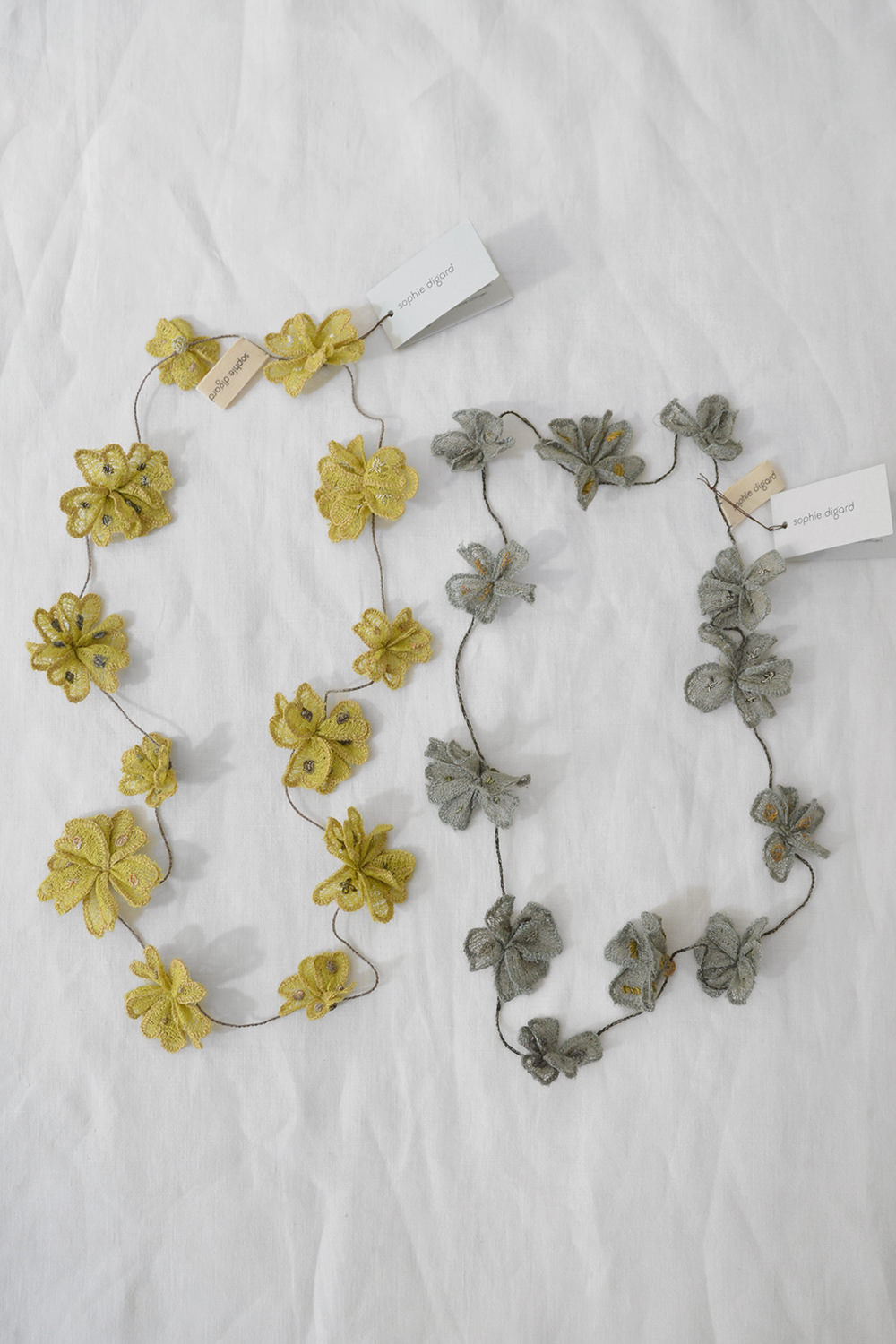 Sophie Digard Paris, Linen Necklace Copenhague - Timbrado and Pampas - Makie. main.