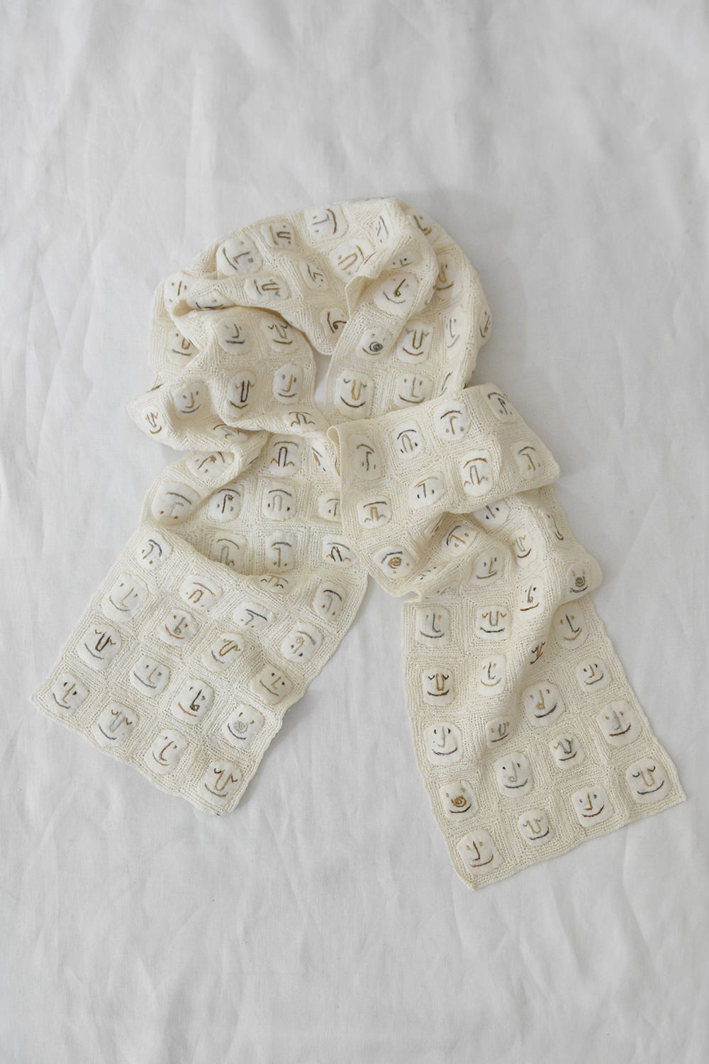 Sophie Digard Linen Scarf - multi faces - Makie. Main.