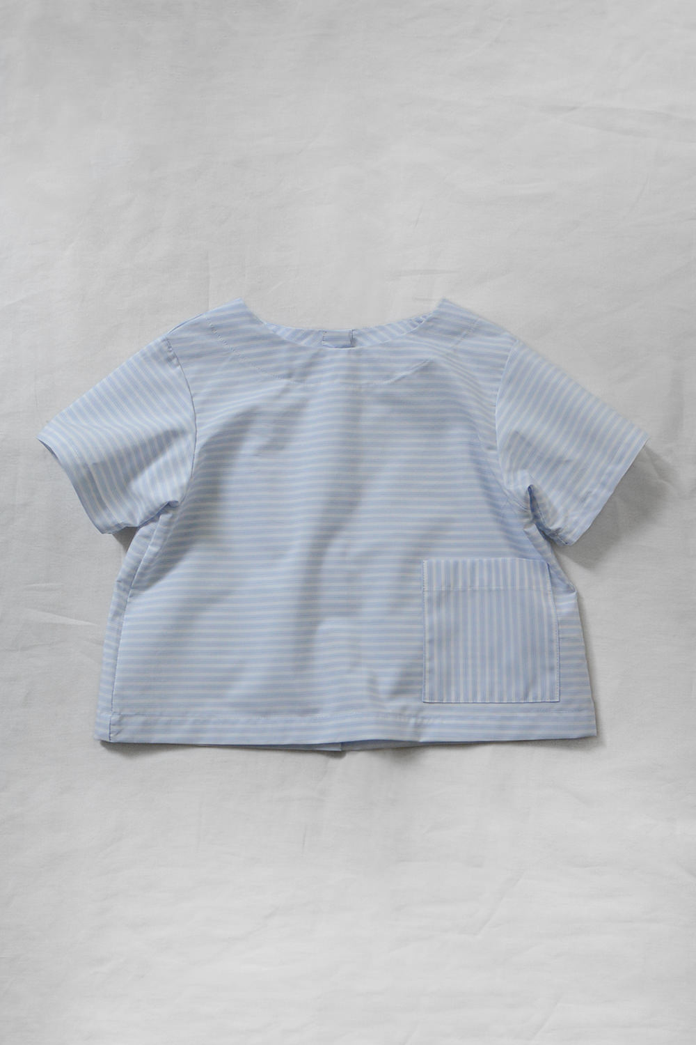 Makie Short sleeve Baby Shirt Smith - Blue Stripe. Main.