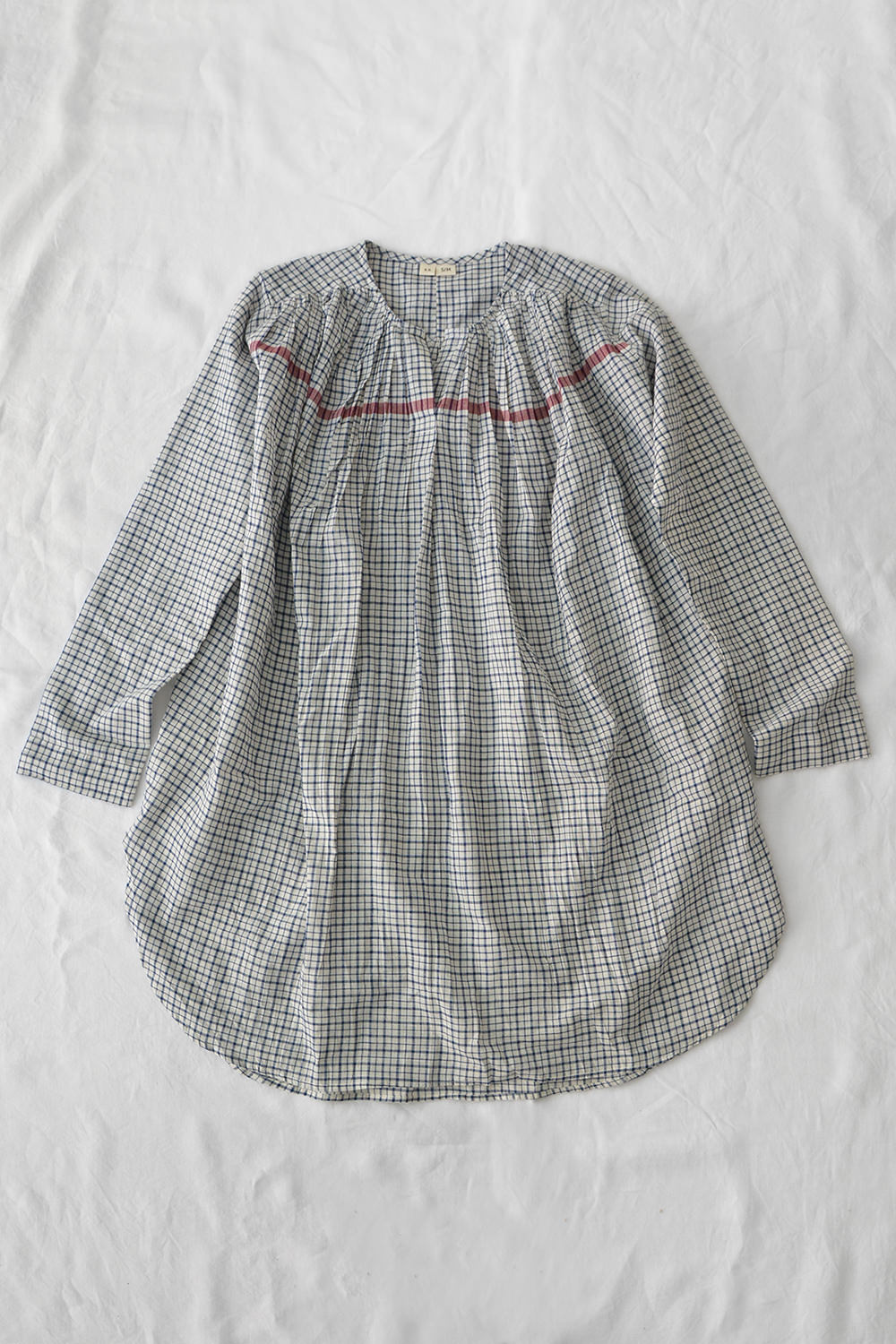 Runaway Bicycle Long Blouse Gray Gingham Top Picture