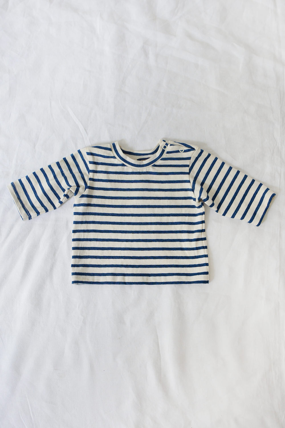 Shoulder Snap Pullover Navy Stripe Top Picture