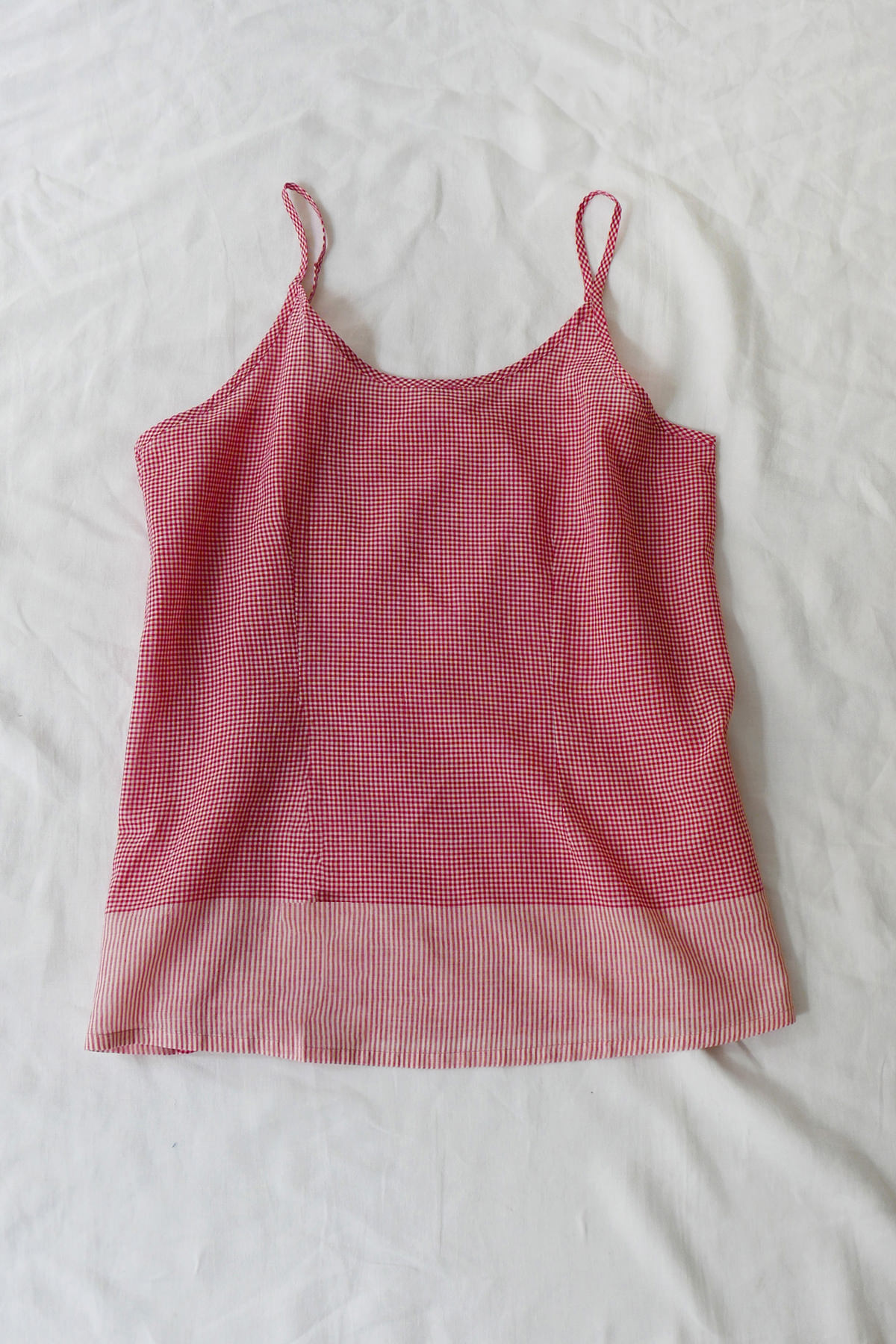 Runaway Bicycle Handloom Cotton Camisole Red gingham Check