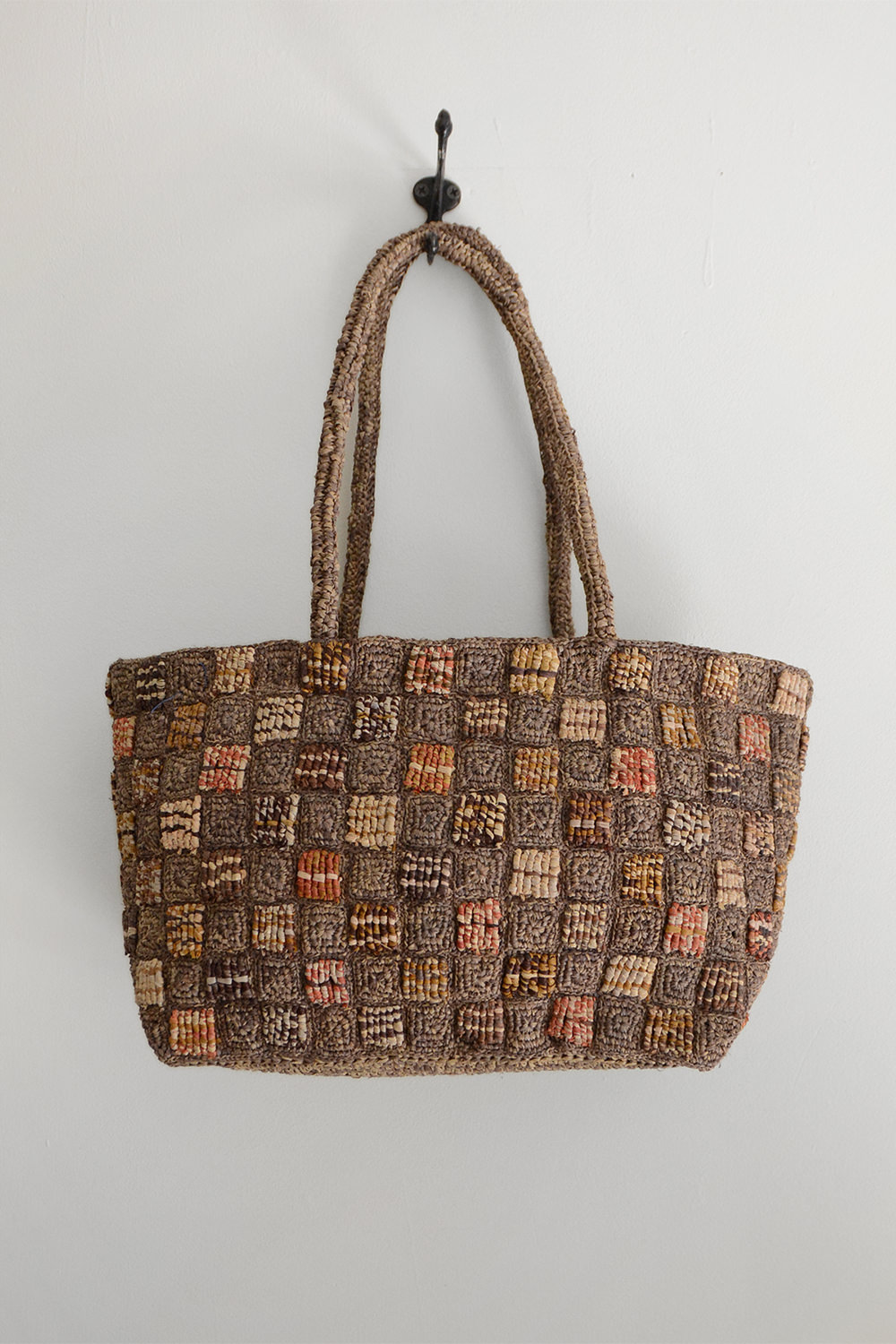 Sophie Digard Raffia Tote, Shoulder Bag, Check Medium Top Picture