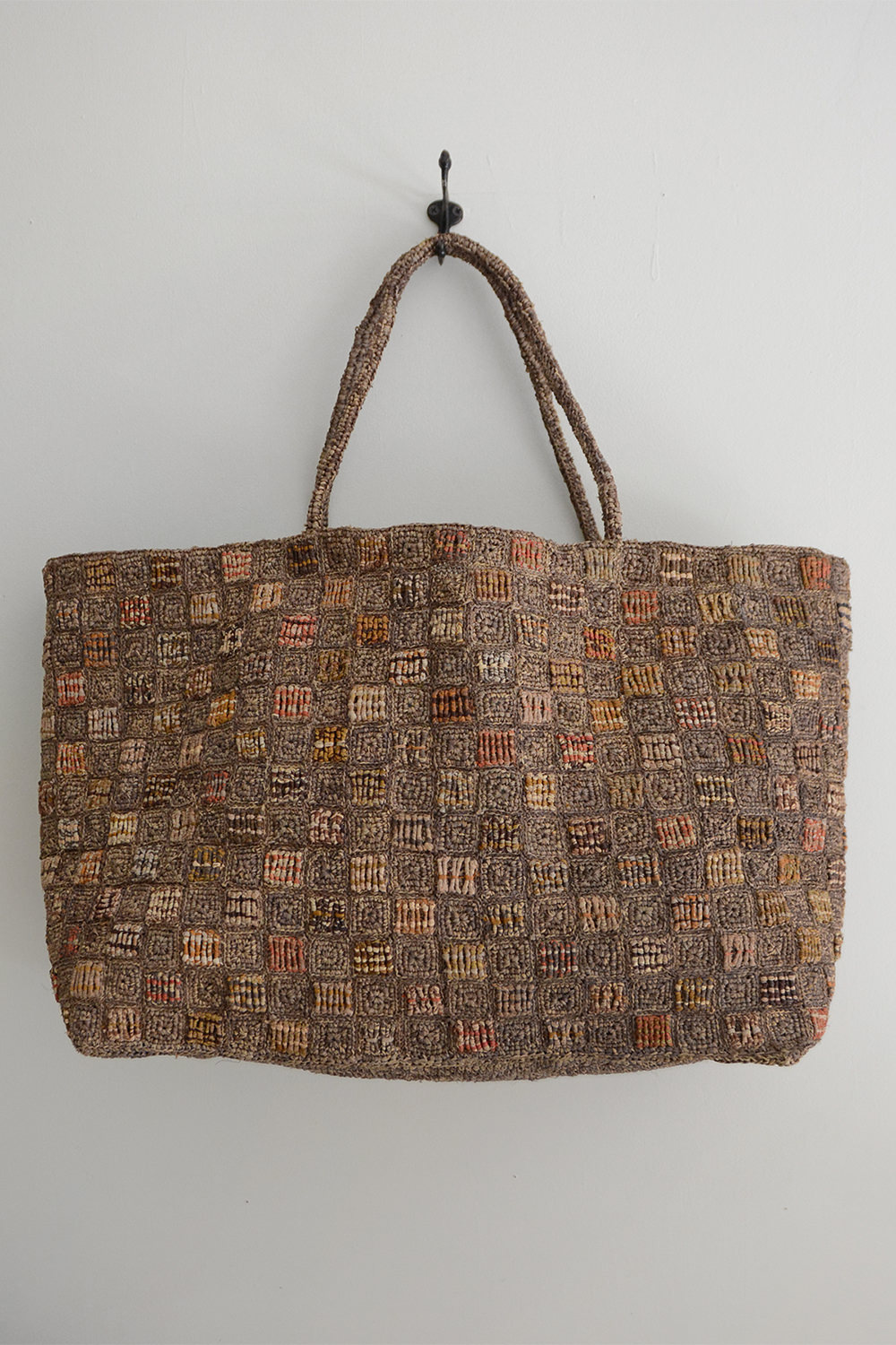 Sophie Digard Raffia Tote, Shoulder Bag, Check Large Top Picture