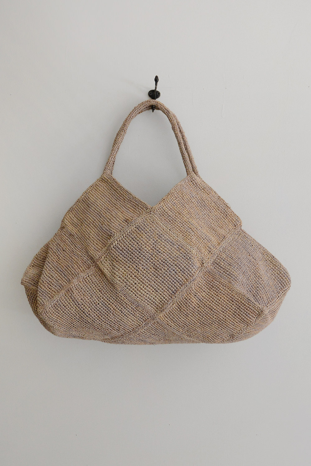 Sophie Digard Raffia Diamond Pattern Tote Bag Flax Top