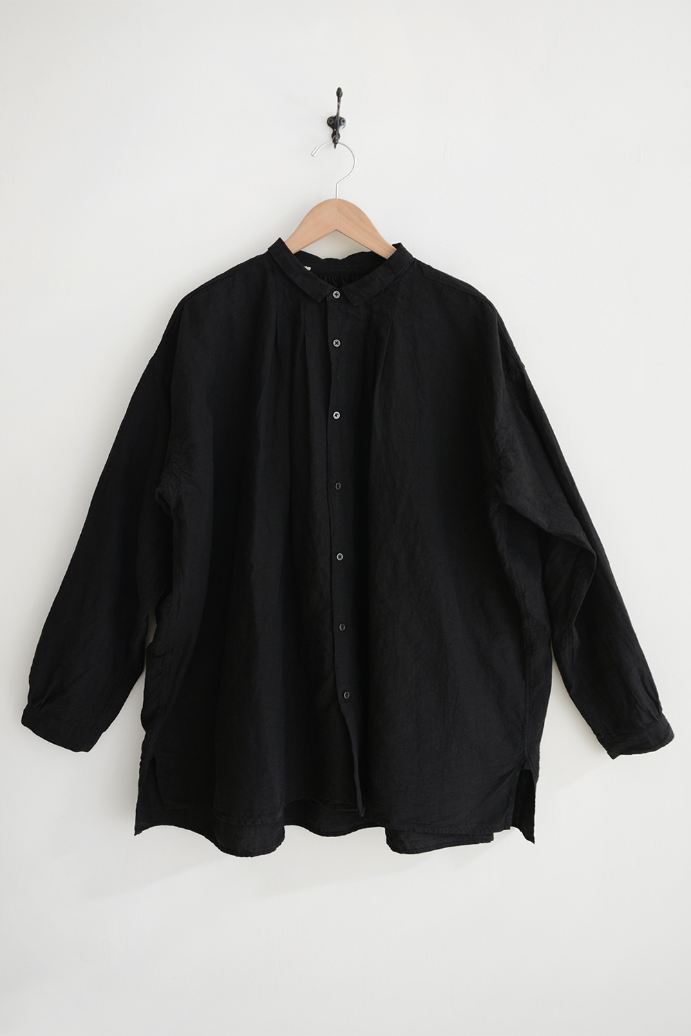 Kaval, 100% Linen Wide Gathered Blouse Black a Top Picture