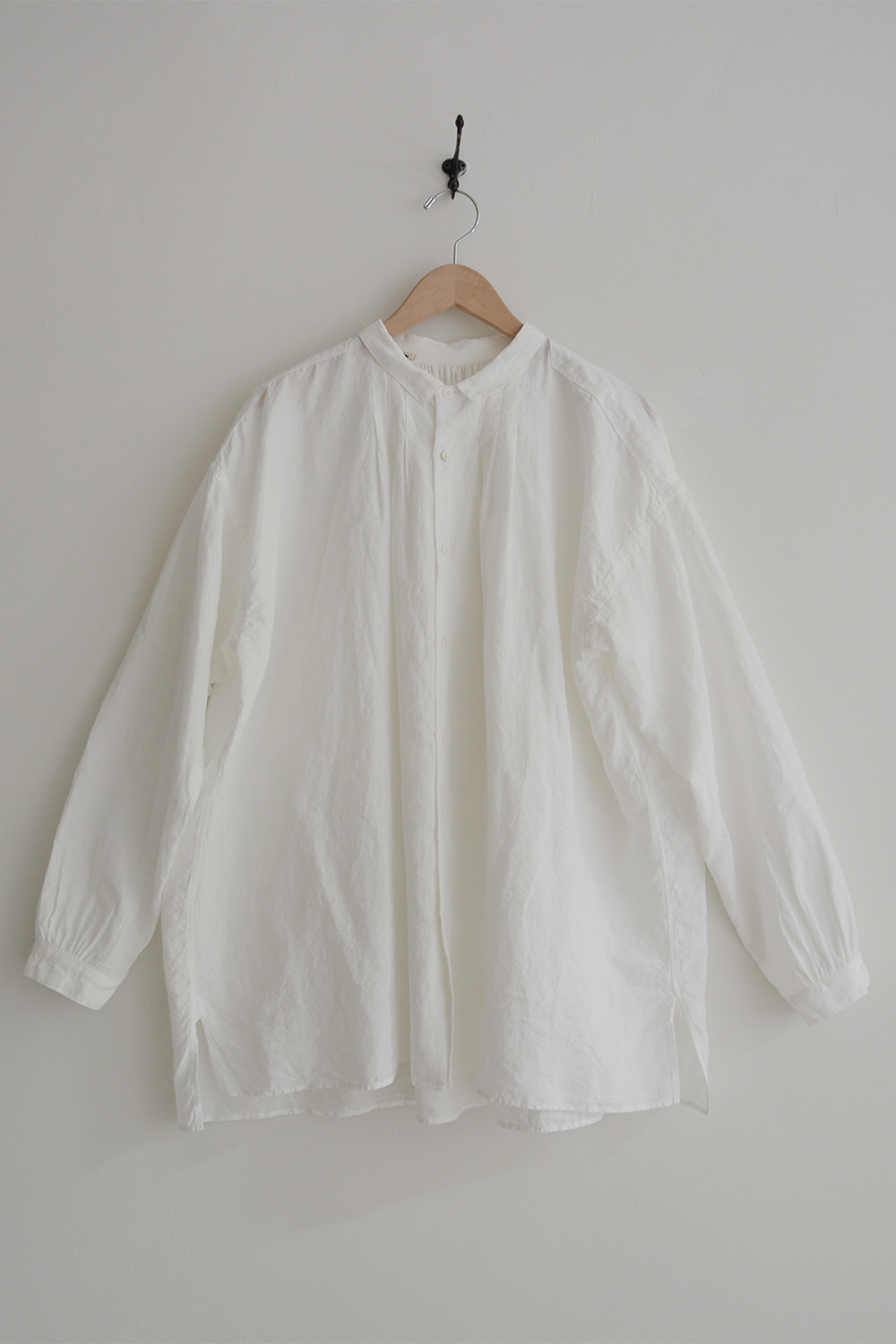 Kaval, 100% Linen Wide Gathered Blouse Off White a Top Picture