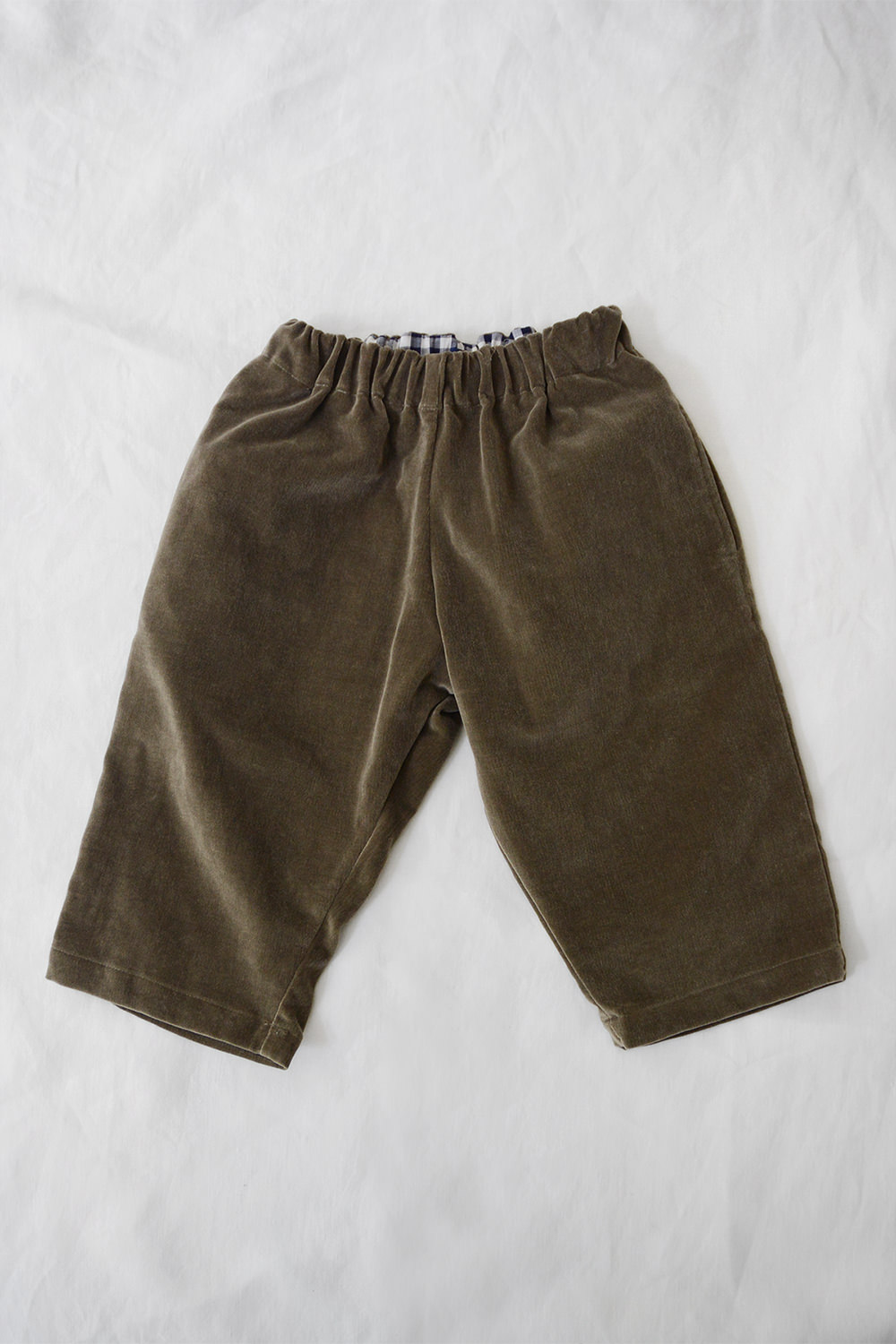 Kid's Velvet Cotton Pants in Taupe Top Picture