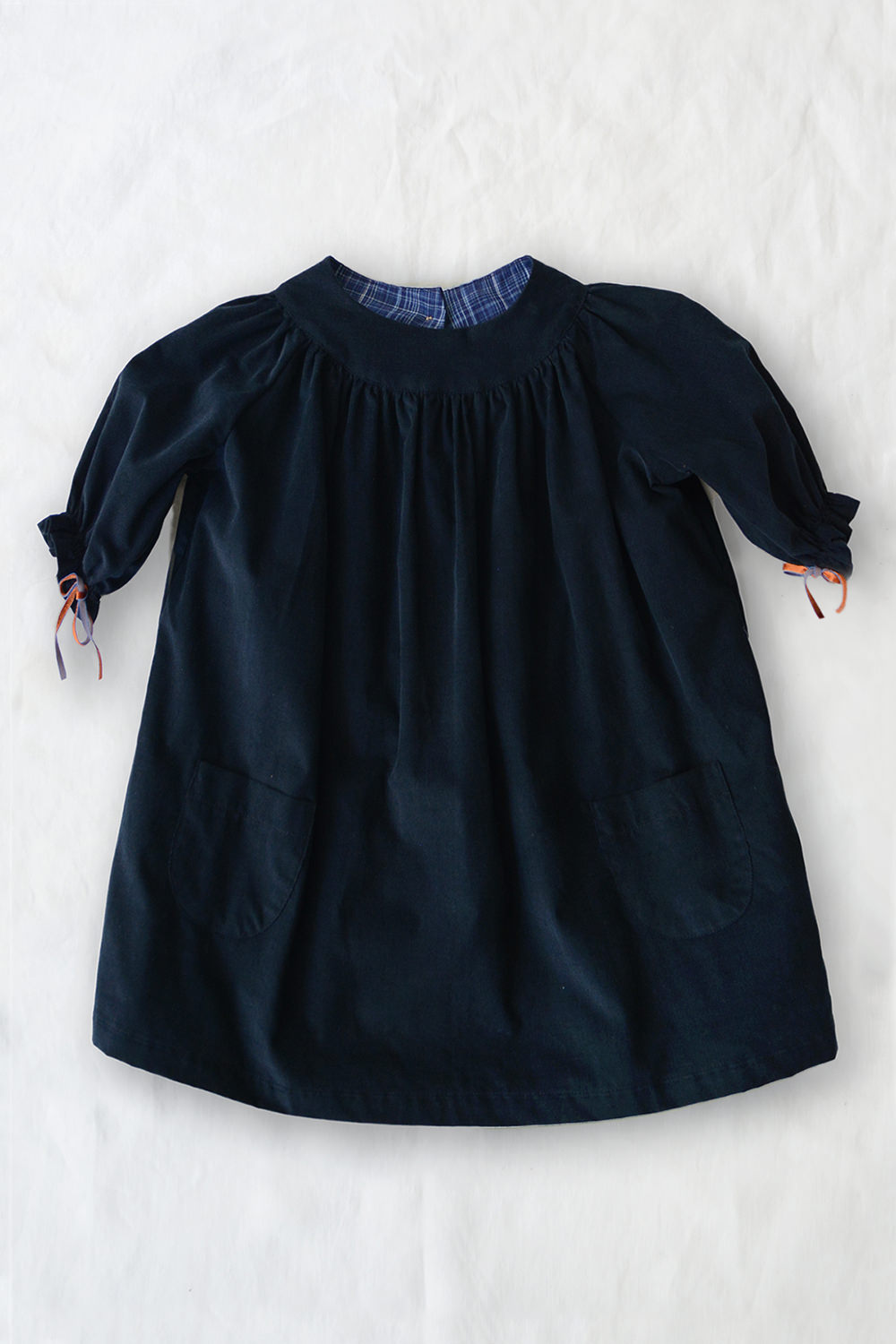 Kids Corduroy Dress Clara in Navy Top Picture
