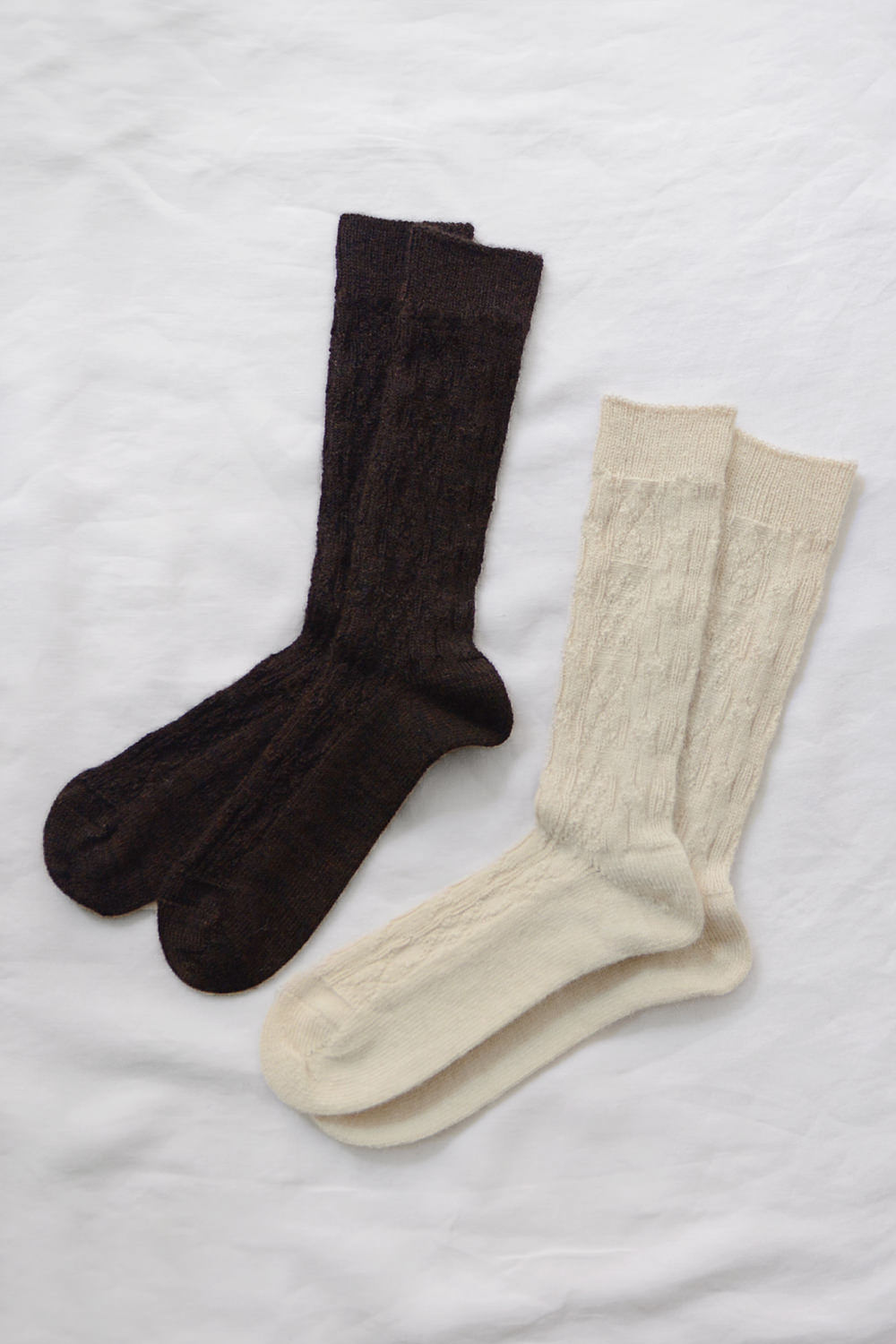 yahae alpaca cable pattern socks top picture