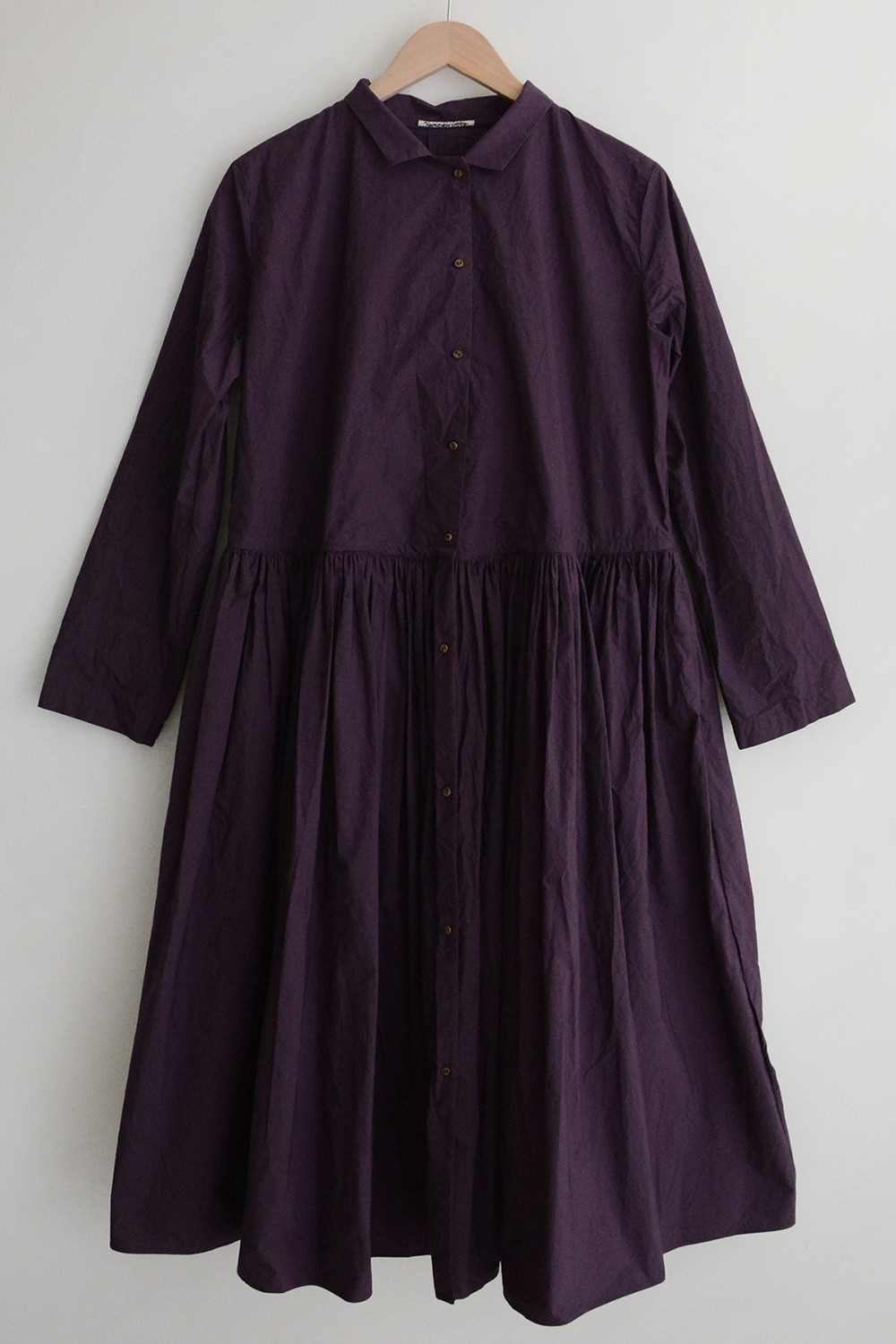 Kaval, Short Collar Gathered Dress - Purple