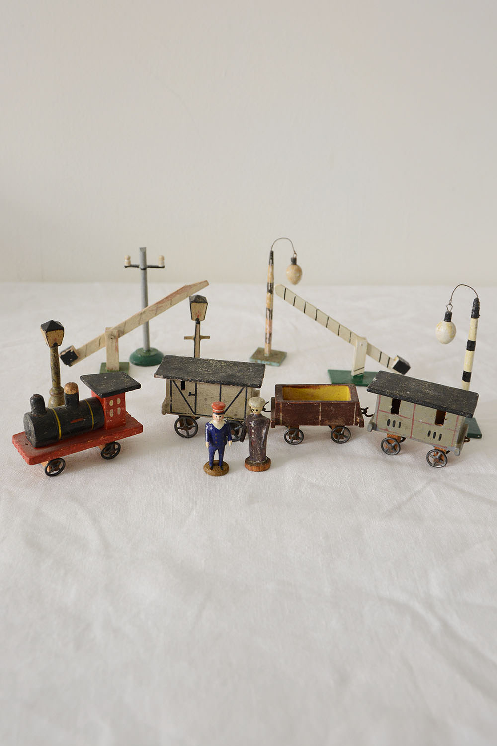 vintage miniature wooden train station top picture