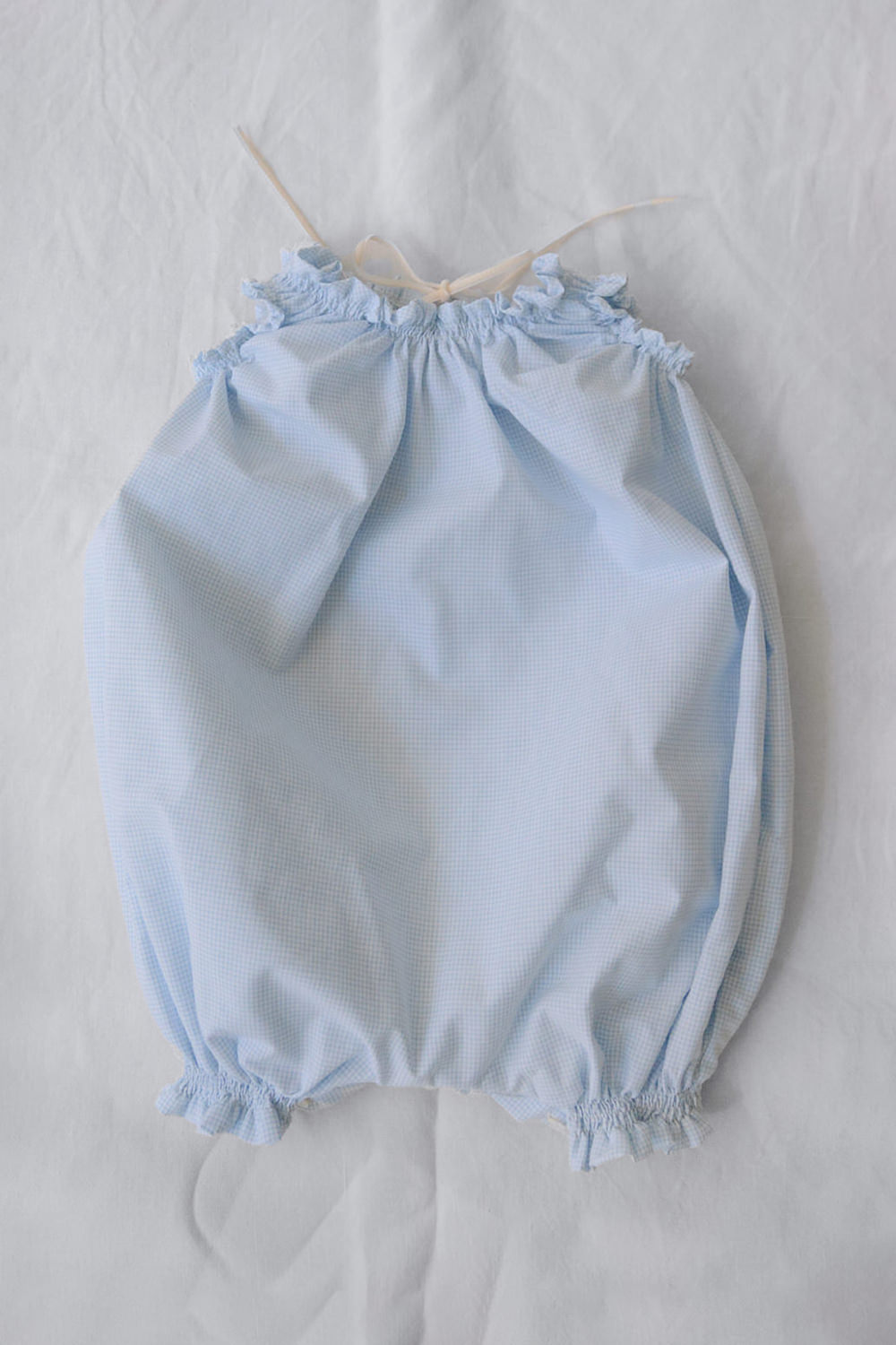 Balloon Onesie Alba - Blue Gingham Check