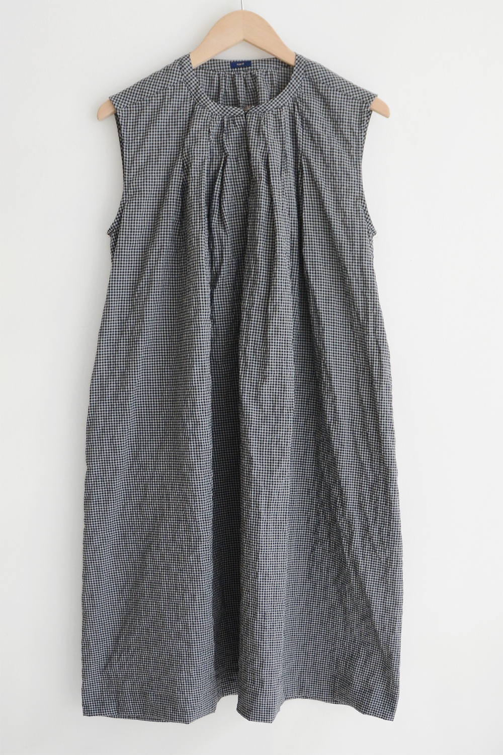 Sleeveless Summer Dress Charcoal Gingham Check Top Picture