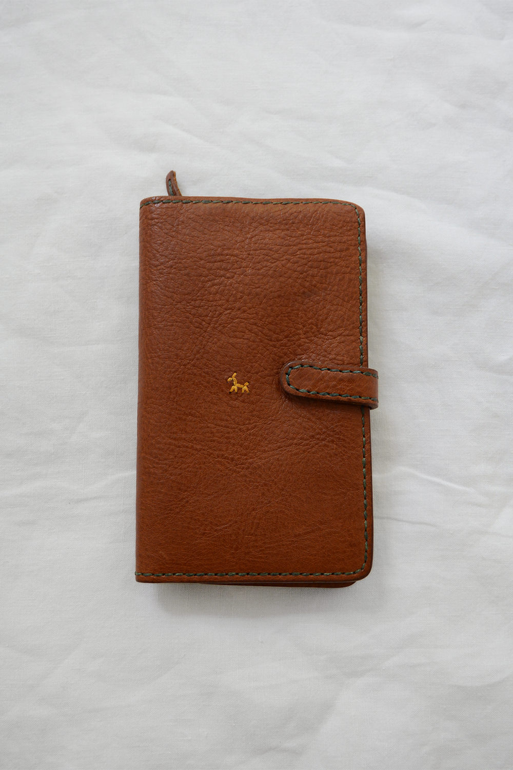 Henry Cuir, Pre-Owned Folding Wallet Dog Stitches - Brown