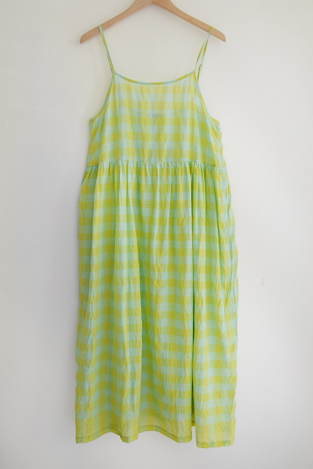 MAKIE, Slip Dress - Lime Green Check