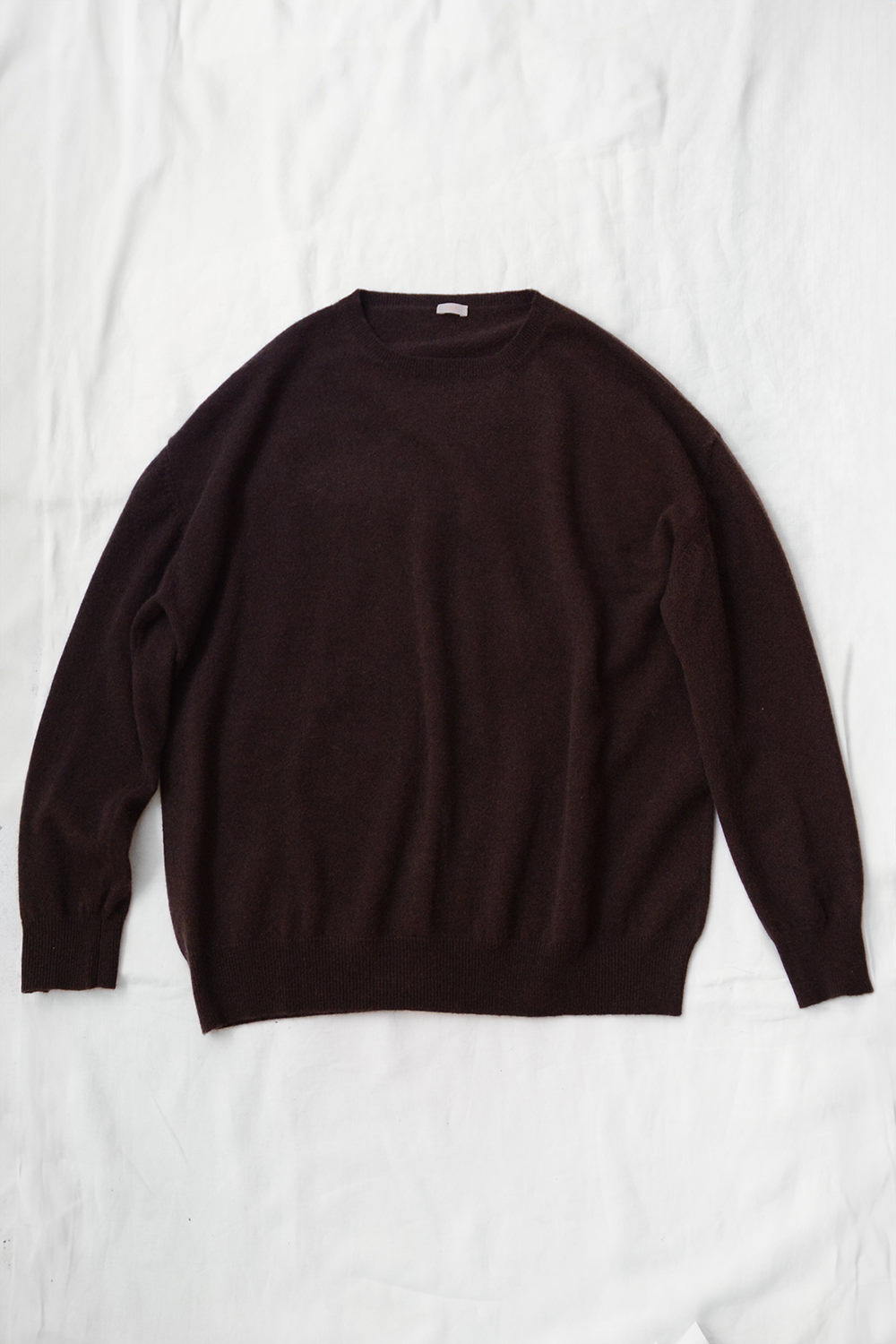 MAKIE, Cashmere Crew Neck Sweater - Chocolate