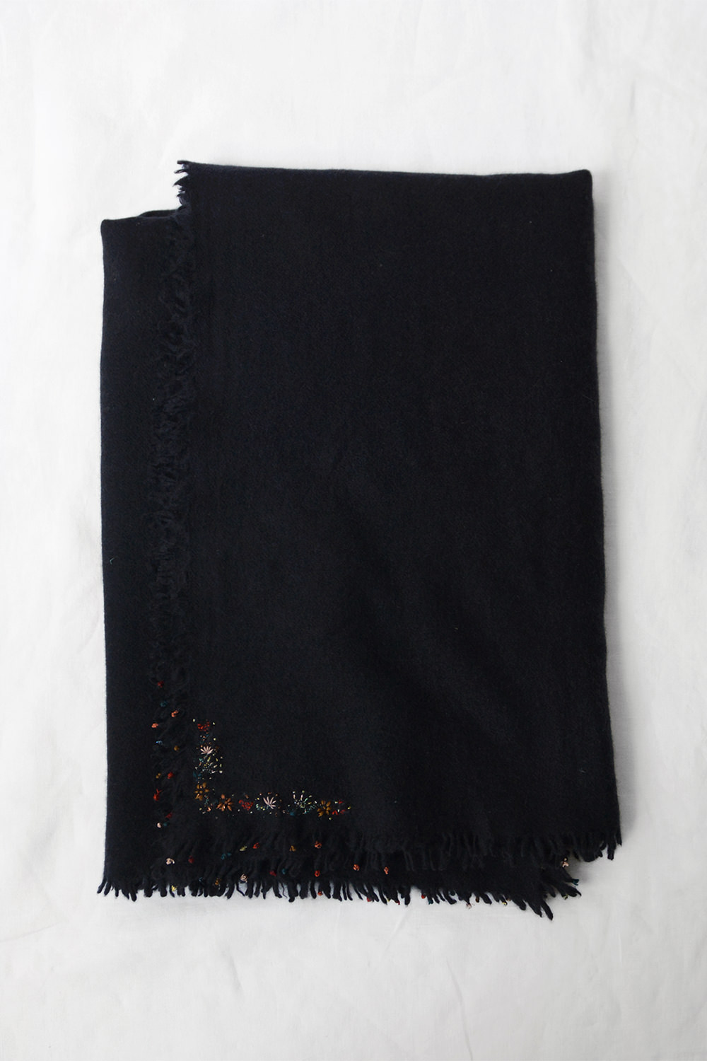 Antonia Rossi, Hand Embroidered Cashmere Scarf - Navy