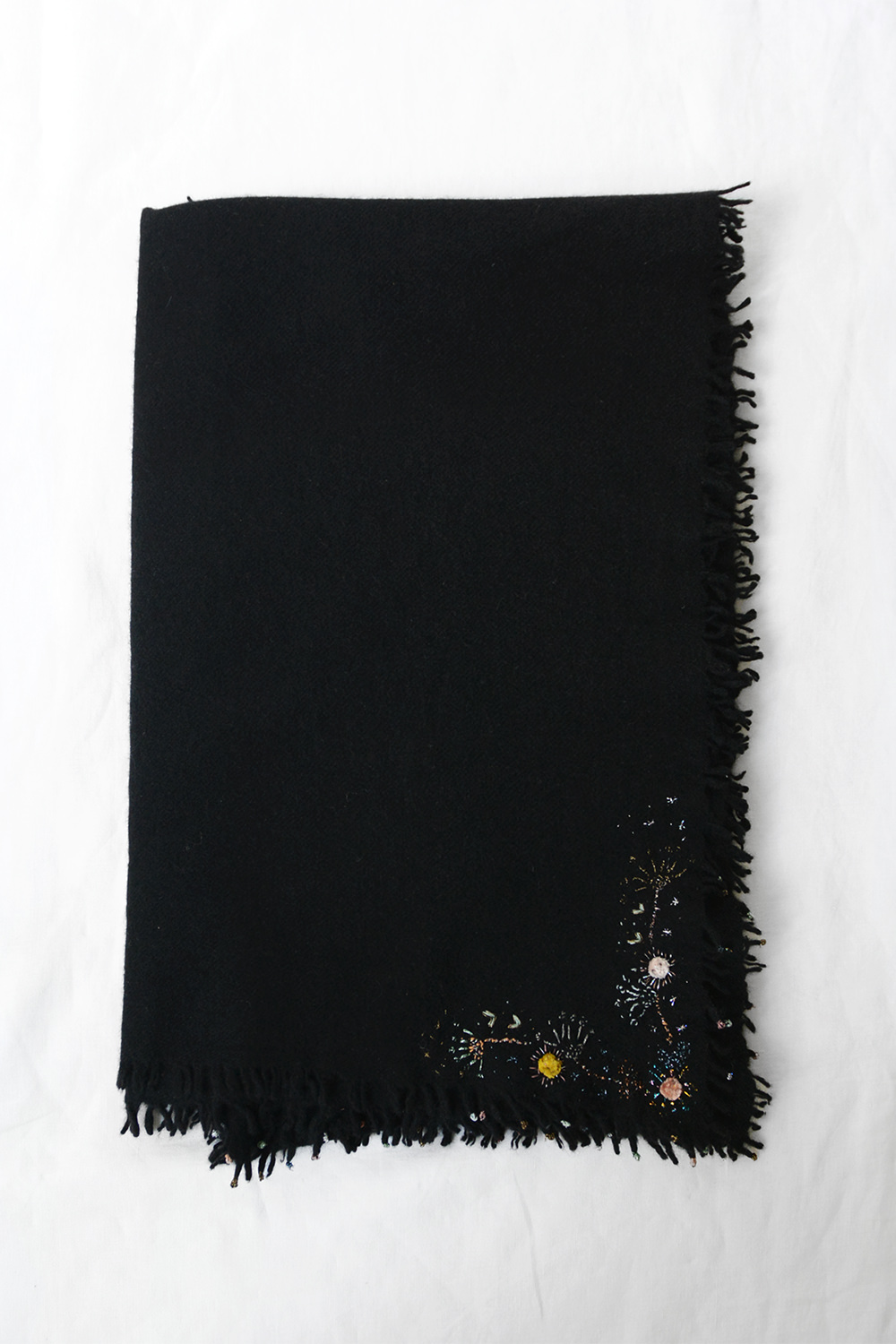 Antonia Rossi, Hand Embroidered Cashmere Scarf - Black No, 2