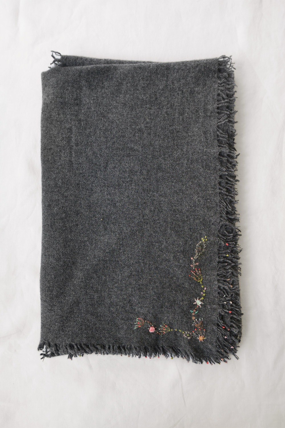 Antonia Rossi, Hand Embroidered Cashmere Scarf - Charcoal No, 3