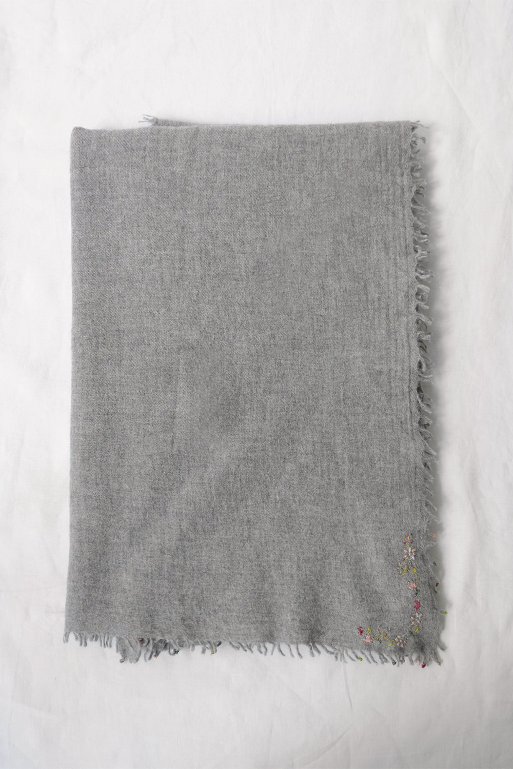 Antonia Rossi, Hand Embroidered Cashmere Scarf - Lt. Gray No, 3