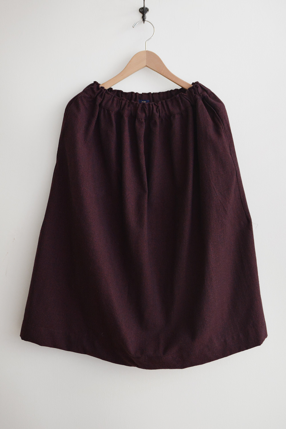 MAKIE, Wool Skirt - Burgundy Check
