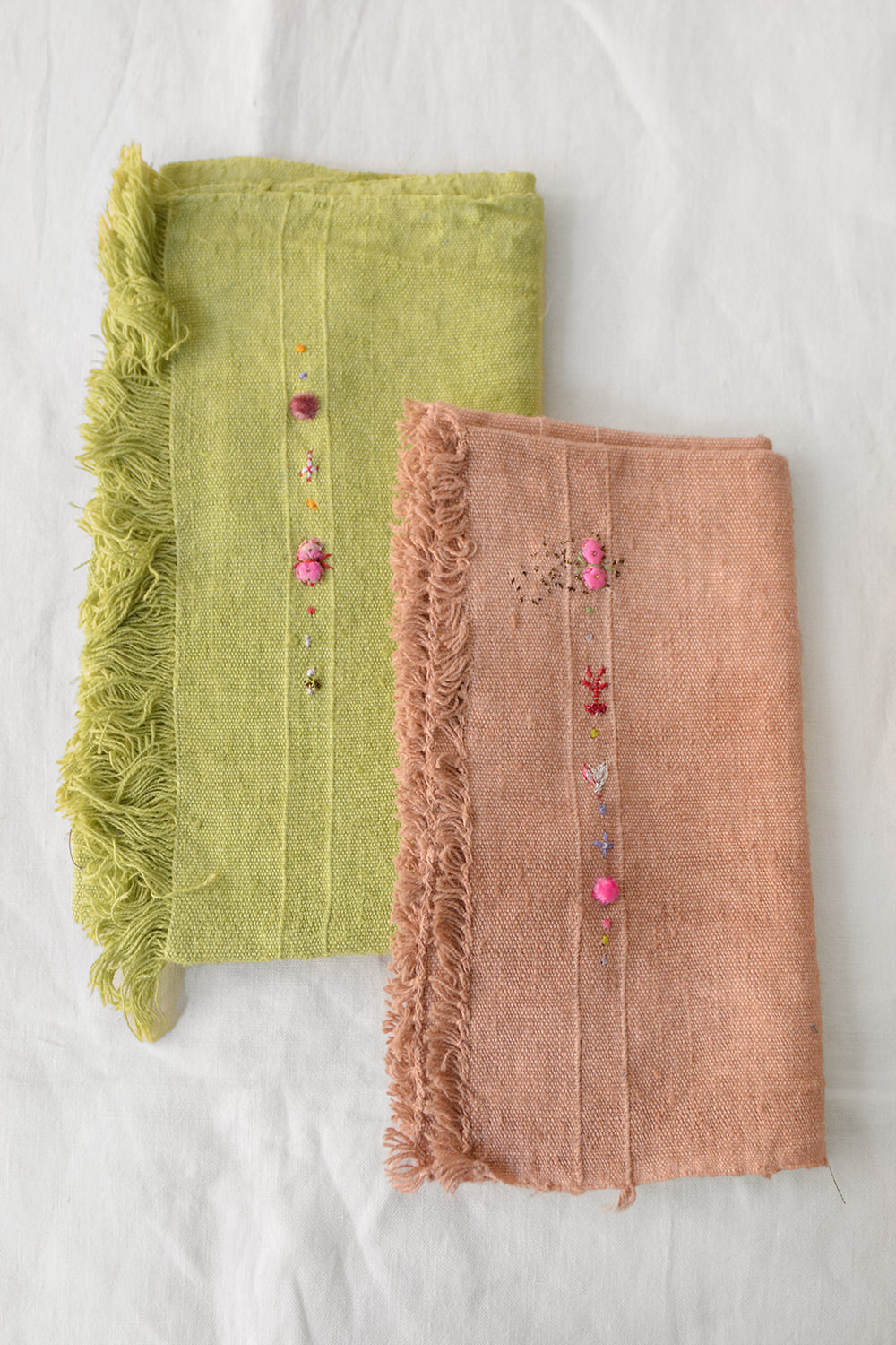 Antonia Rossi, Embroidered Linen Napkins - Leaf and Rust