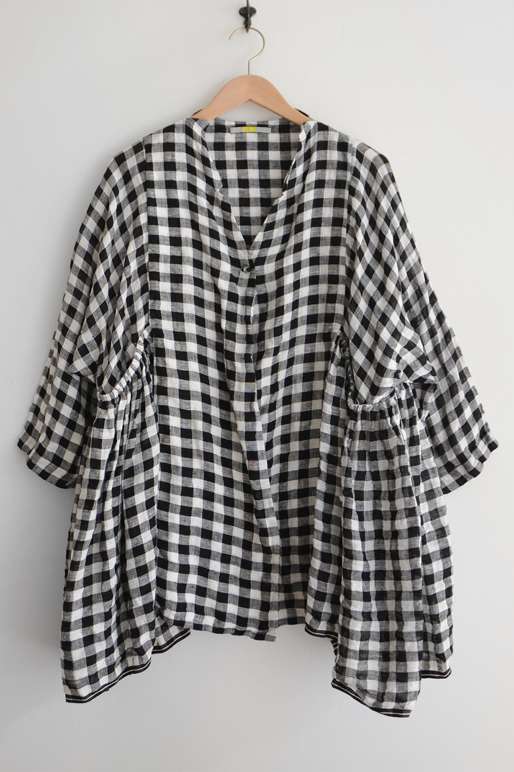 Aodress, Side Gathered Pocket Jacket - Black Check