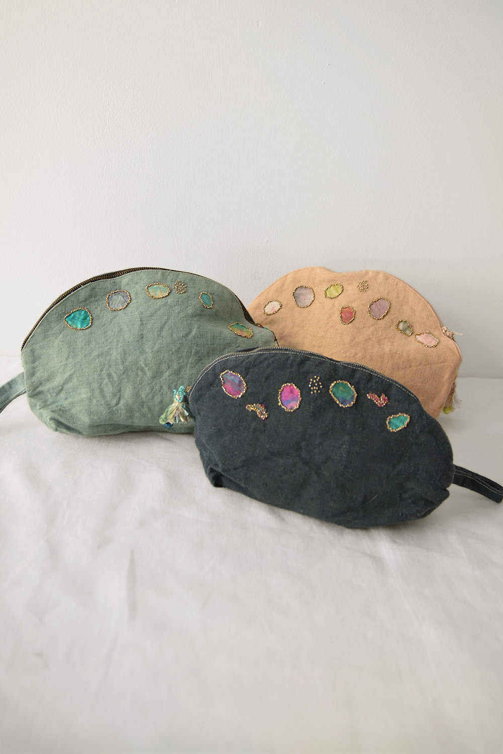 Antonia Rossi, Embroidered Linen Pouch with Micro Beads - Group 3 NY