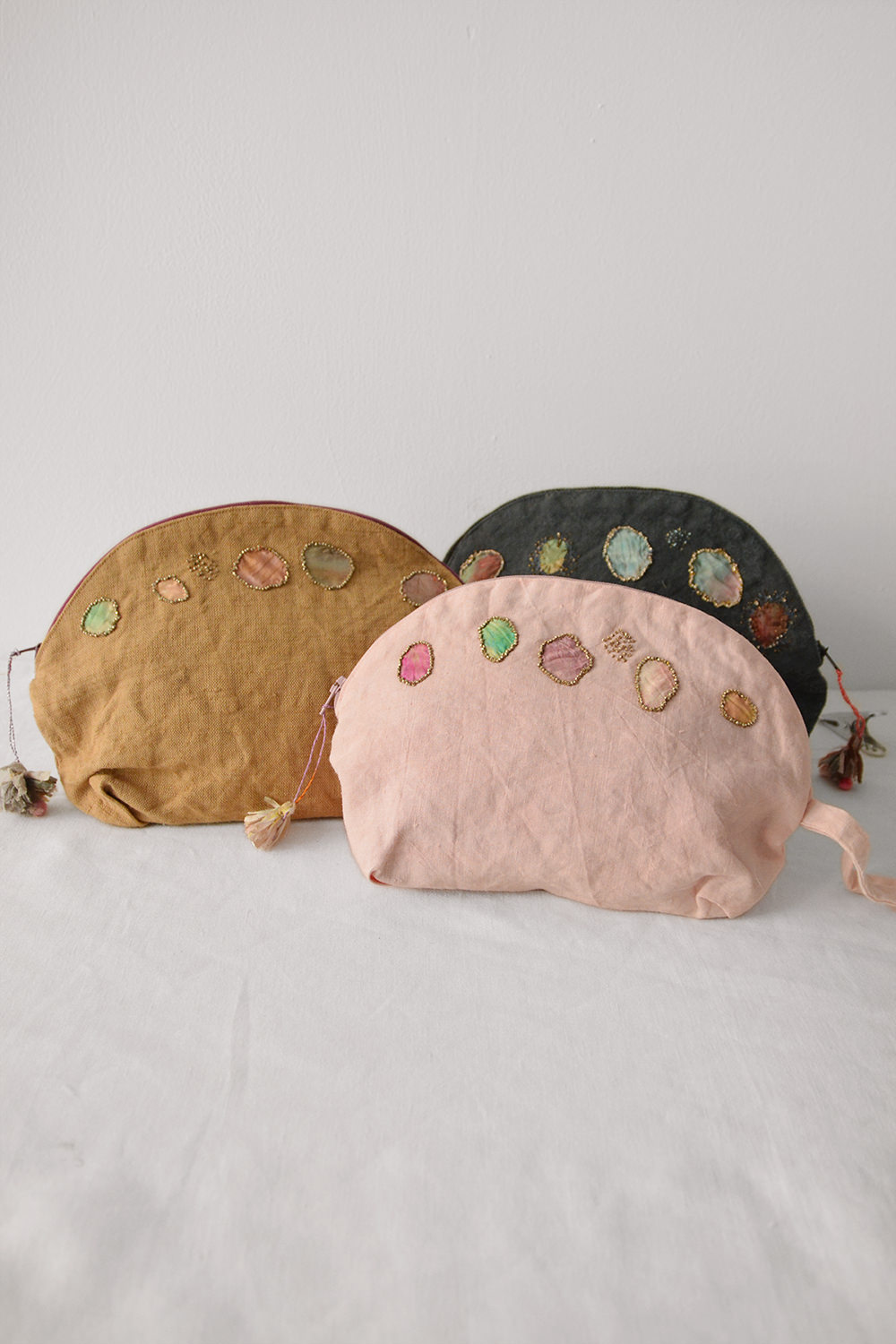 Antonia Rossi, Embroidered Linen Pouch with Micro Beads - Group 4 NY