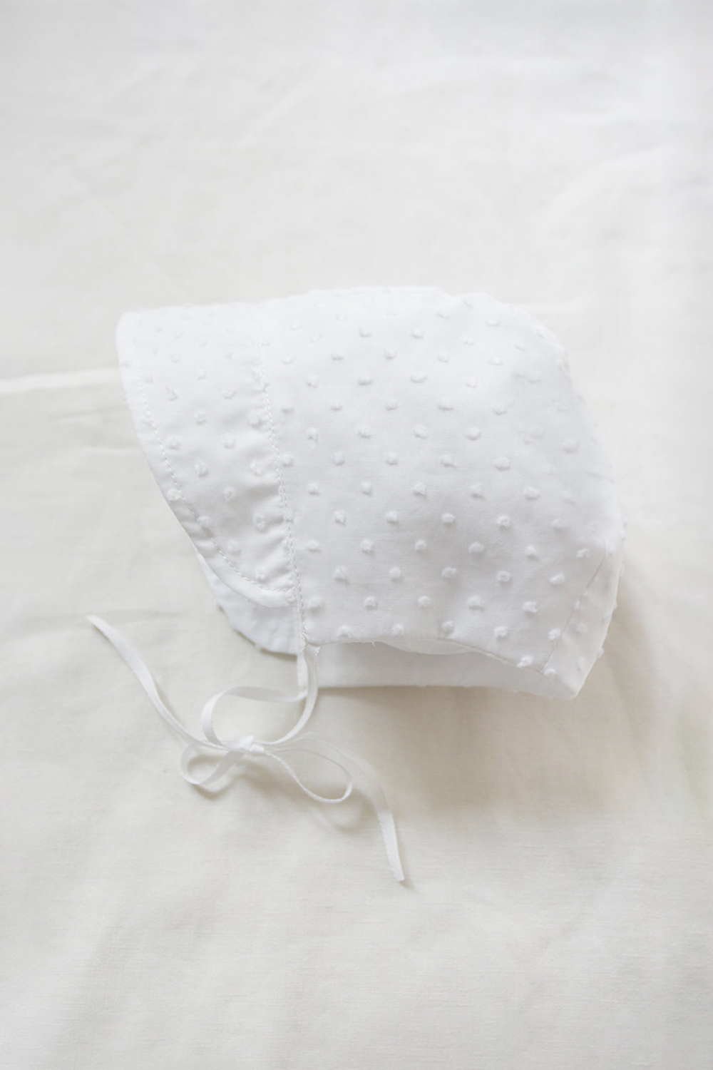 Swiss Cotton Bonnet - White Dots