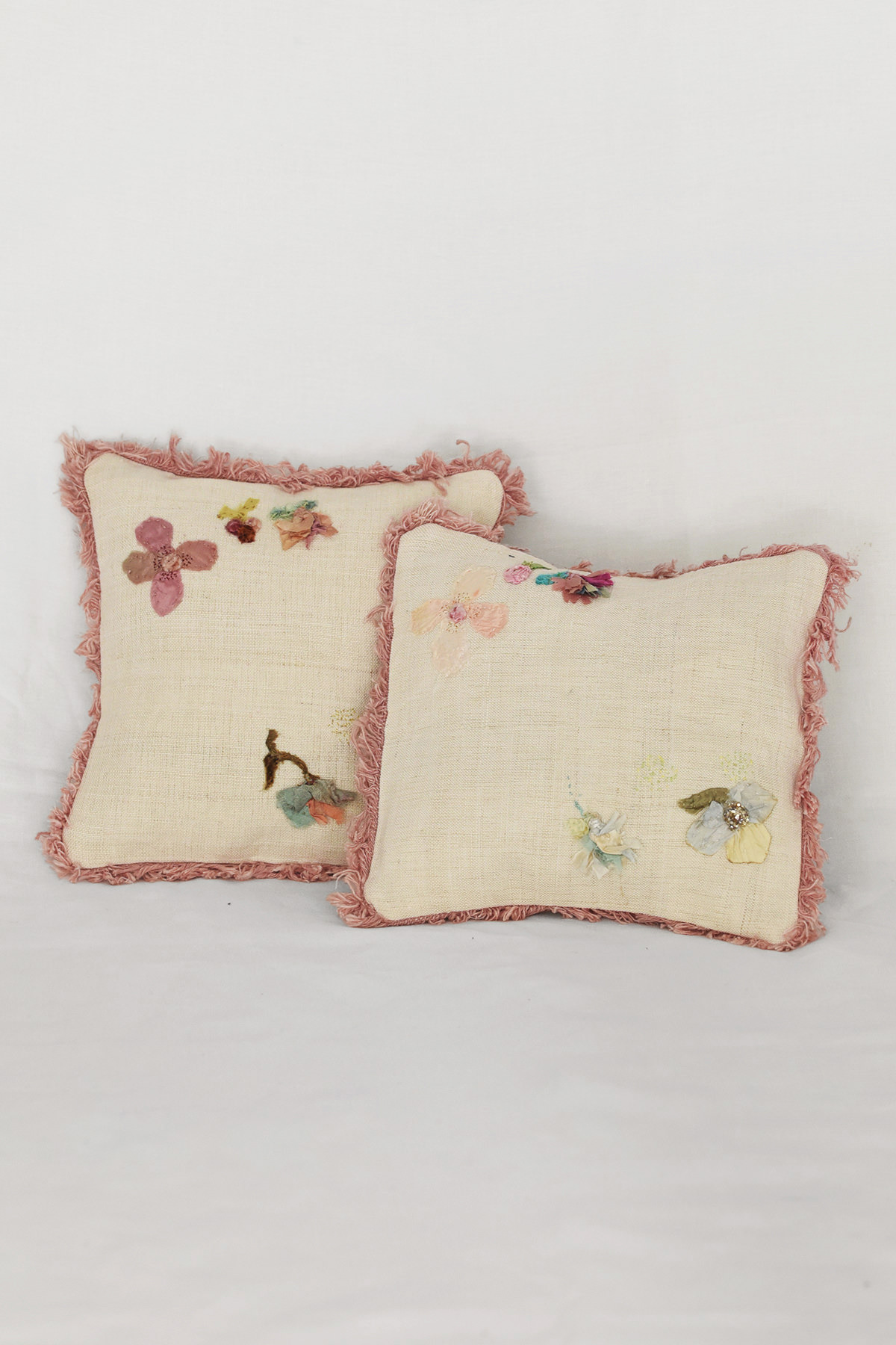 Antonia Rossi, Linen Pillow - Natural x Pink Fringe Group C