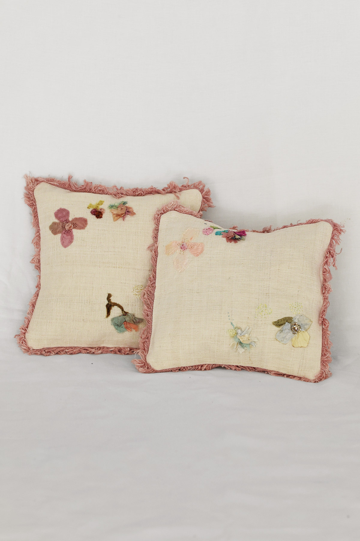 Antonia Rossi, Linen Pillow - Natural x Pink Fringe Group C