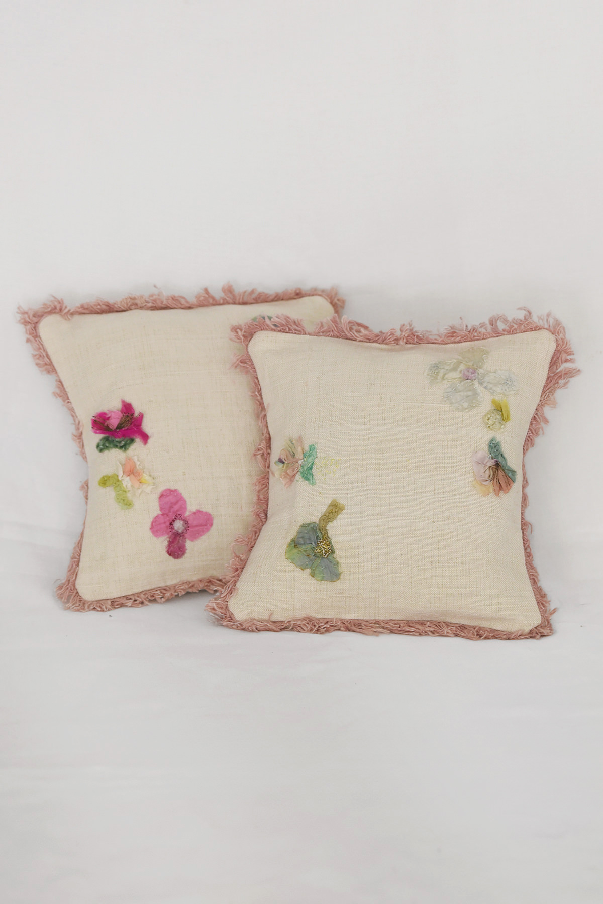 Antonia Rossi, Linen Pillow - Natural x Pink Fringe Group D