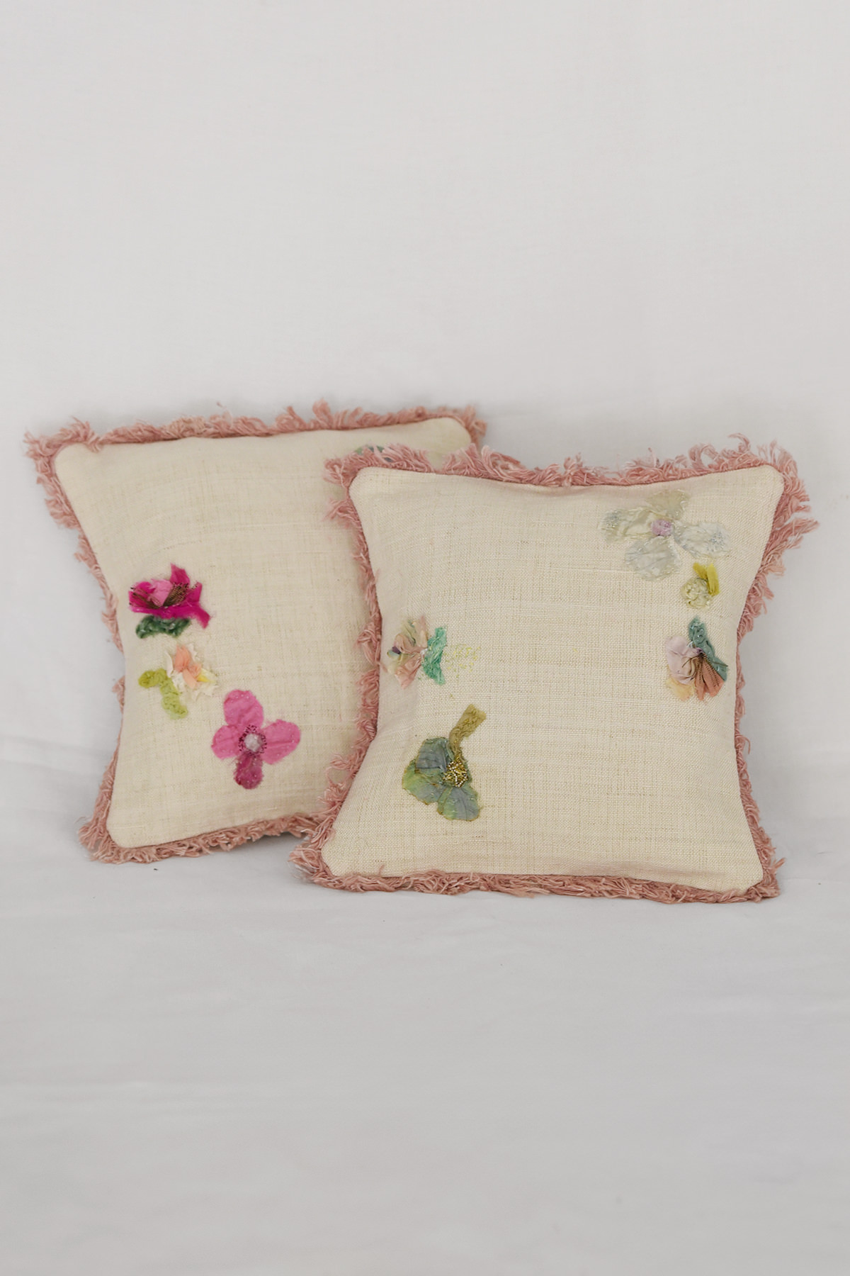 Antonia Rossi, Linen Pillow - Natural x Pink Fringe Group D