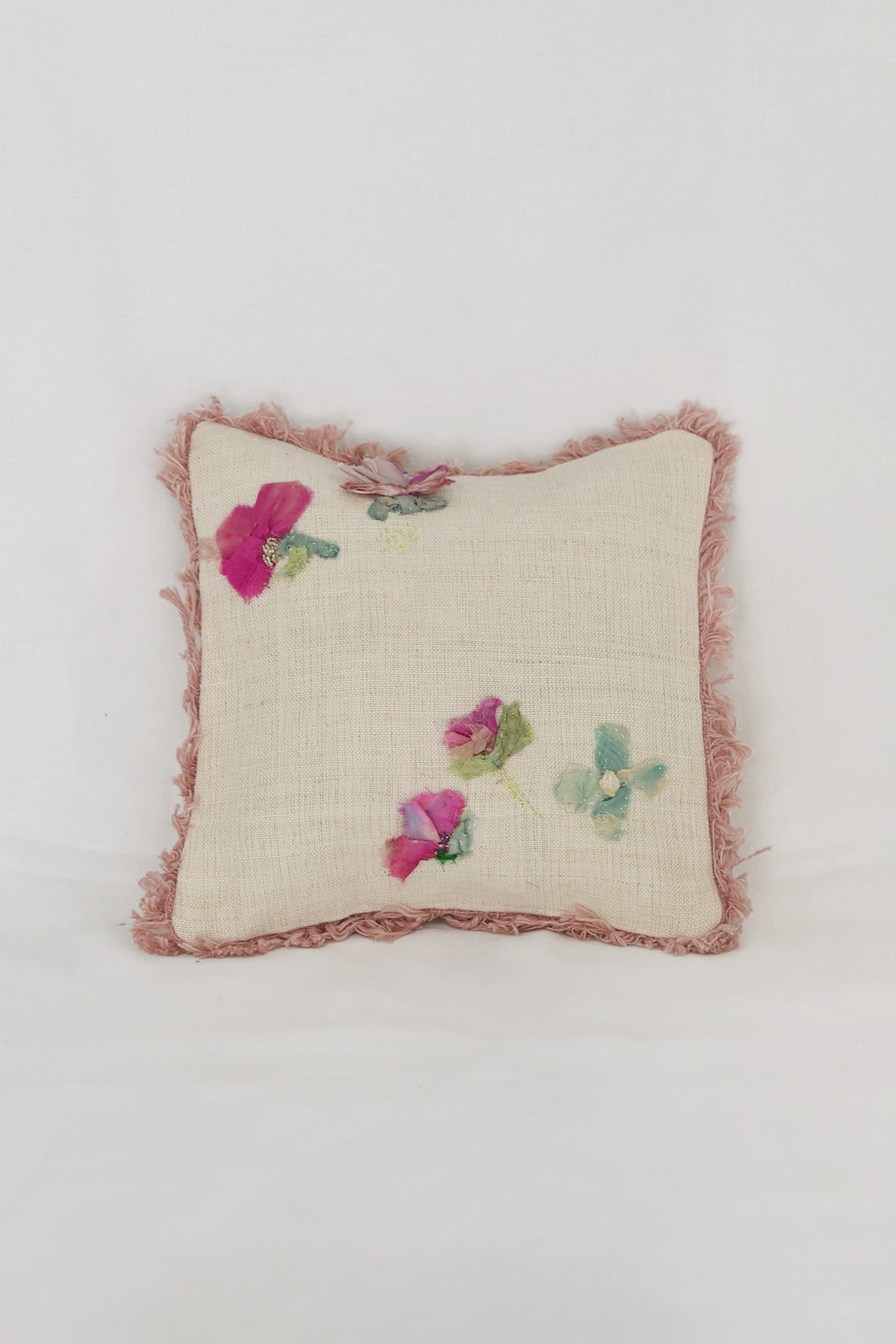 Antonia Rossi, Linen Pillow - Natural x Pink Fringe Group E