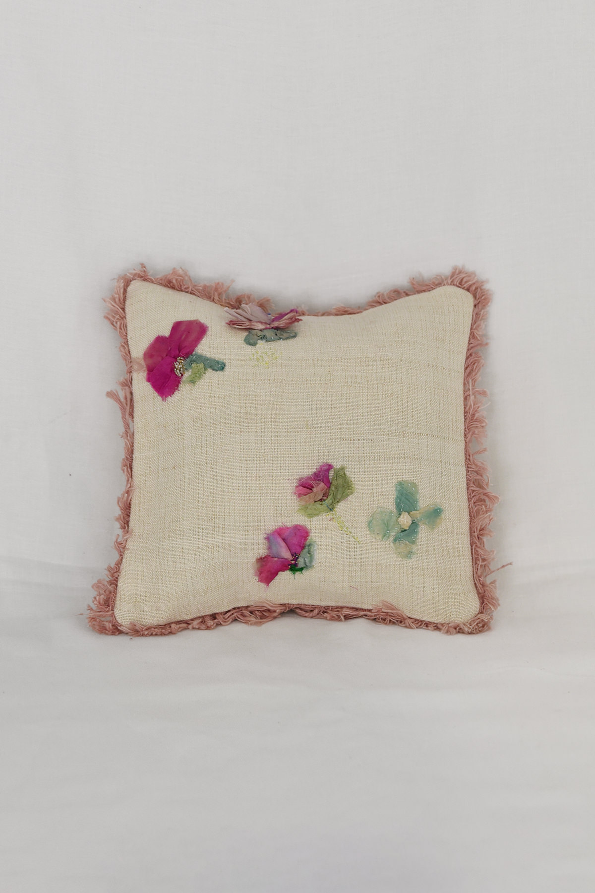 Antonia Rossi, Linen Pillow - Natural x Pink Fringe Group E