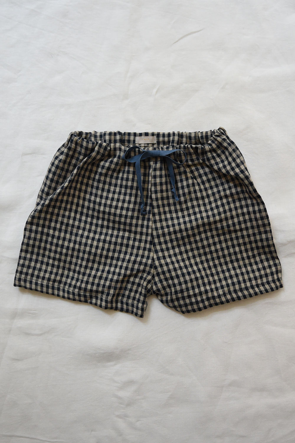 Shorts with Ribbon - Navy x Beige Check